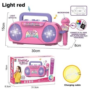 Portable Singing Machine with Microphone Radio Music Speaker Karaoke Childrens Toy Musical Instrument Girl Boys Birthday Gifts2026