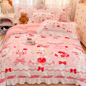 Crayon Shin-chan Washable Silk Ice Silk Four-Piece Set Summer Cool Feel Duvet Cover Bed Sheet Silky Naked Sleep Single Three-Piece Set LZD