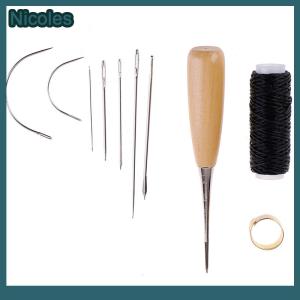[Nicoles] 1ชุดเข็มเย็บหนังเย็บ awl เข็มด้ายด้ายด้ายเข็มเข็มนาฬิกาซ่อม