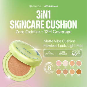 Emina Matte Core 3in1 Skincare Cushion SPF 50 PA++++ 13 G | Flawless Lightweight Make Up Foundation Glowing Skin Transferproof Full High Coverage Bedak Waterproof Sweatproof Dewy Moisturizer Hydrating Barrier Non-Comedogenic BB Cream Skin Tint Pink