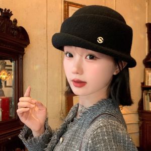 ALLLUCK Ngọc trai Mũ cao hoa trà Phong cách Hepburn Mũ đội đầu Thường ngày Mũ beret Phụ nữ