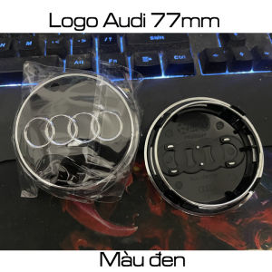 <Logo Audi>Logo mâm xe Audi Chụp mâm xe Audi Logo chụp Lazang xe Audi. (Loại 77mm 2 màu đen Ghi).