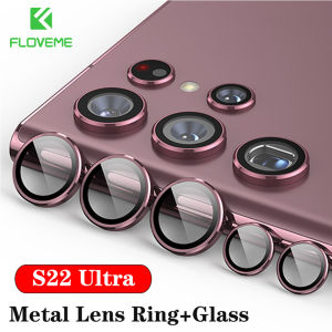 FLOVEME Camera Lens Glass for Samsung S23 S22 Ultra S23 Plus 5G Metal Lens Ring Tempered Glass for Samsung Galaxy S22 Ultra S23 5G Camera Lens Cover