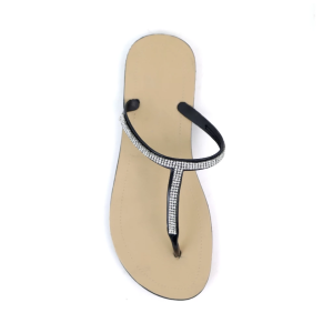Sandal Jepit Wanita Elegan Tali T Sendal Flat Mutiara Berlian Modis PVC Premium Import Gaya Korea Trendy Anti Slip