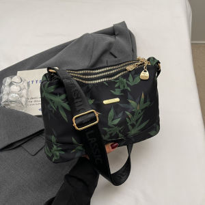 Multi-Layer Ink Bamboo Leaf Lightweight Waterproof Nylon Bag  Large Capacity Versatile Shoulder Crossbody Bag Women Essential Fashion Bag