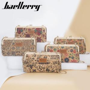 BAELLERRY 2022 Cork Material New Style Less Ladies Multifunctional Long Mobile Phone Bag Fashion Messenger Bag Printed Wallet