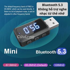 USB Bluetooth cho ô tô 5.3 có đèn led hiển thị đầu bluetooth xe hơi xe tải nghe nhạc kết nối ổn định
