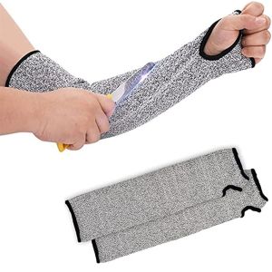HJKL Chống cắt 5 cánh tay chống cắt HPPE Chống cắn Lỗ ngón tay cái Bọc tay áo Bảo vệ cánh tay an toàn mài mòn 15/20/25/30/35/40/45cm Tay áo bảo vệ an toàn Dành cho Nam Nữ