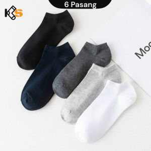 Paket 6 Pasang Kaos Kaki Pendek Semata Kaki Warna Polos Pria Wanita Dewasa