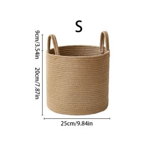 WILD Cotton Linen Woven Dirty Laundry Basket Handmade Decorative Straw Wicker Rattan Storage Basket Multifunctional Foldable Sundries Organizer for Home