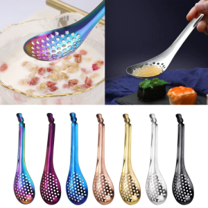 Stainless Steel Spherification Spoon Caviar Colander Slotted Bar Spoon Kitchen Accessories Slotted Spoon for Cooking
