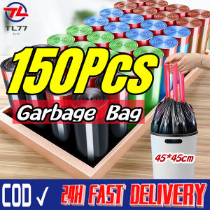 【Free Shipping】60/150pcs Drawstring Garbage Bag for Kitchen and Household Use Fast Delivered 15pcs/Roll Random color