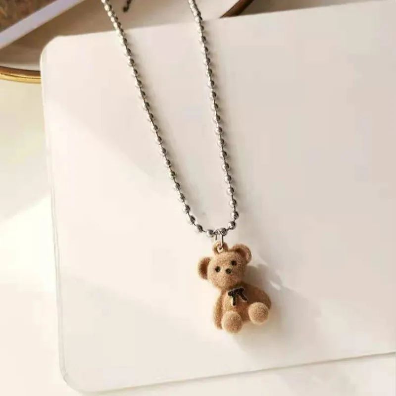 Dropship Cute Plush Bear Pendant Necklace For Girls Women Korean Fashion  Bear Long Sweater Neck Chain Necklaces Collar Jewelry to Sell Online at a  Lower Price