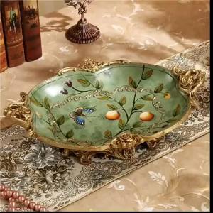 FCEuropean Fruit Plate Large Housewarming Gifts Retro Furnishings Decoration Resin Desktop Living Room and Tea Table Decoration