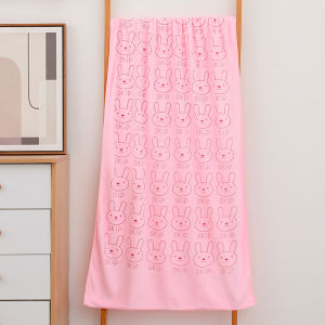 Hooded Baby Bath Towel Wrap with cartoon bunny design absorbent quick-dry child-oriented adult size option.
