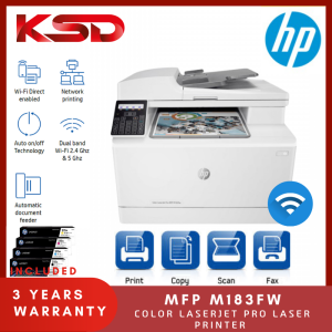 HP Color LaserJet Pro MFP M183FW / LaserJet Pro M183FW Laser Printer ( Print Scan Copy Wireless Fax ) - 7KW56A (C/W Original HP 215A Toner 1 Set) - 3 Years Onsite Warranty by HP Malaysia
