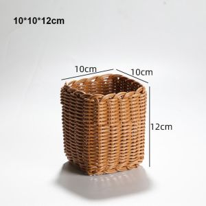 ULSHCP ความแข็ง ตะกร้าเสิร์ฟทอจากหวาย ครัวเรือน 10 สไตล์ ตะกร้าขนมปังผลไม้และผัก ใหม่ ทอมือ ตะกร้าหวาย จอแสดงผลบนโต๊ะร้านอาหาร