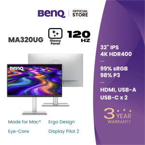 BenQ MA320UG I 32" 4K 120Hz Nano Gloss Monitor I Made for Mac I 96W USB-C I HDMI I Windows I Daisy Chain