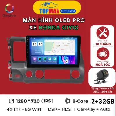 Màn hình ô tô android 9 inch Oled A5 - P450 xe Honda Civic tặng VIETMAP S2 có quạt tản nhiệt. 1 đổi 1 trong 1 năm