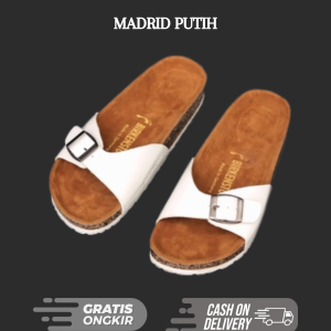 Terlaris Sandal Birken Sandal Wanita Sandal Puyuh Sandal Perempuan Sandal Sepatu Sandal Rumah Slipper Sandal Jepit Sandal & Flip Flop Sandal Madrid putih Premium