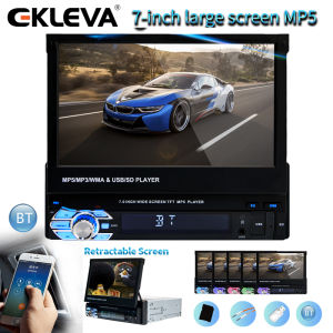 EKLEVA 1 DIN Radio 7 INCH Touch Car Stereo Audio Radio Navigation Retractable Car Radio Cassette MP5/Android 10 Player Video support USB/SD/TF/AUX Mirror Link