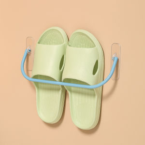 ชั้นวางรองเท้าแบบเรียบสำหรับห้องน้ำที่จัดเก็บรองเท้ากระเป๋าแขวนติดผนังแบบไม่ต้องเจาะรูอุปกรณ์ในรองเท้าสำหรับใช้ในครัวเรือนรองเท้าแตะ