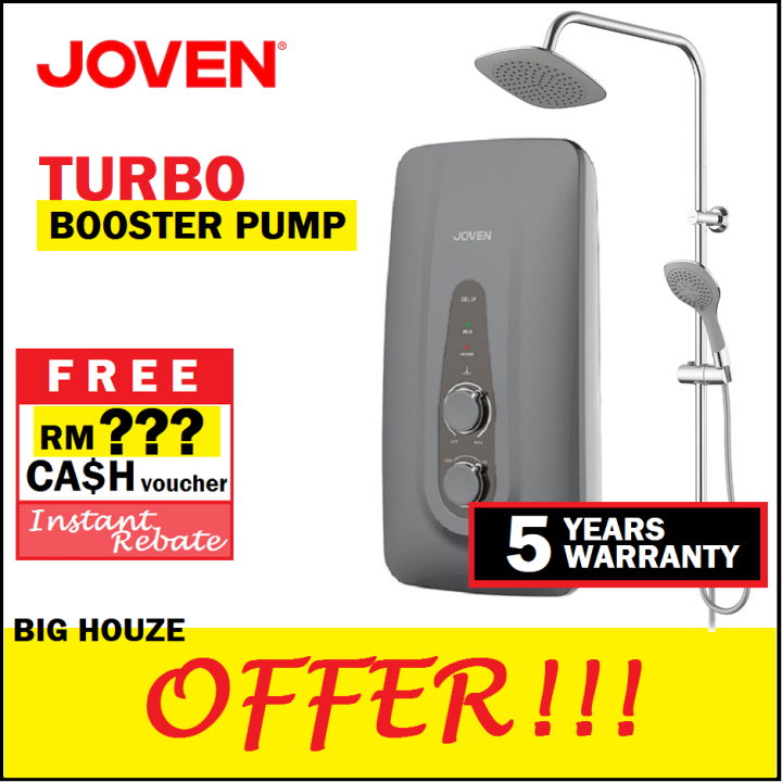 Joven SB11PRS Rain Shower Instant Water Heater with Turbo Booster Pump with Extra Safety ELCB