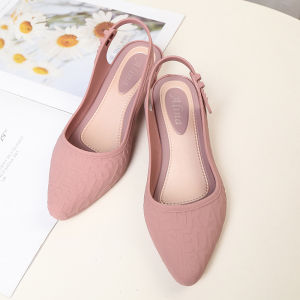 [Free Shipping] Pointed-Toe Single Shoes Thick-Soled Sandals WomenS Fashionable Outdoor Wear Wedge Heels Versatile Elastic Straps Beach Sandals Non-Slip Summer Style