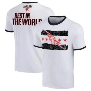 [Local Stock] VCC Mens summer shirt 3d printed short-sleeved wrestler cm punk neck T-shirt Street sporty casual hip-hop streetwear