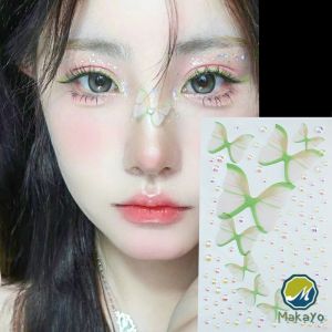 Makayo DIY สติกเกอร์คริสตัล เพชรติดหน้า ผีเสื้อติดหน้า รูปผีเสื้อ 3D Butterfly Sticker