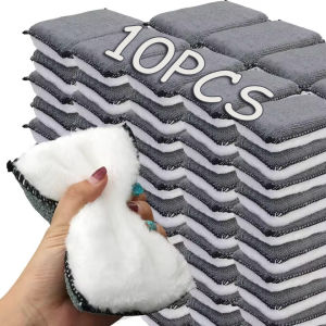 10Pcs Dual-Sided Microfiber Car Wash Sponge Wipe Leather Gentle Scrubbing Pad Auto Interior Body Stain Removal Cleaning Polishing Tool