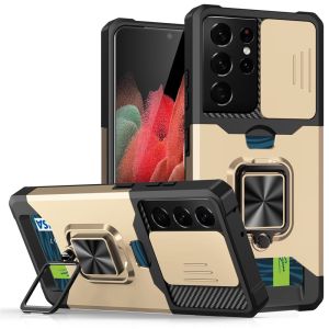 KISSCASE Shockproof Wallet Card Cover Case for Samsung S23Ultra S23Plus S23 S22 Note20 Ultra Heavy Duty Armor Style