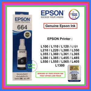 100% Epson Original Sealed ink  664 70ml Bottle  New Stocks For EPSON L100 / L110 / L120 / L121/ L200 / L210 / L220 / L300 / L350 / L355 / L360 / L361 / L365 / L380 / L385 / L455 / L485 / L550 / L555 / L565 / L405 / L1300