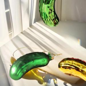 Joldhans เครื่องประดับแขวนต้นคริสต์มาส1ชิ้นจี้แก้วแตงกวาแตงกวาแตงกวาดองจี้ตกแต่งต้นคริสต์มาส