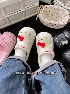 [Free Shipping] Summer New Detachable DIY Bow Cartoon Cat Comfortable Soft Outdoor Non-Slip Breathable Closed-Toe Clogs