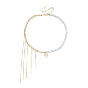 Elegant Beaded Necklace Unique Neck Heart Pendant Necklace Alloy Texture Fashion Necklace for Fashion Ladies