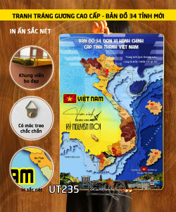 Khung Tranh bản đồ việt nam treo tường tranh bản đồ 34 tỉnh bản đồ hành chính việt nam Khung ảnh bản đồ Việt Nam 34 tỉnh thành tráng gương UT235