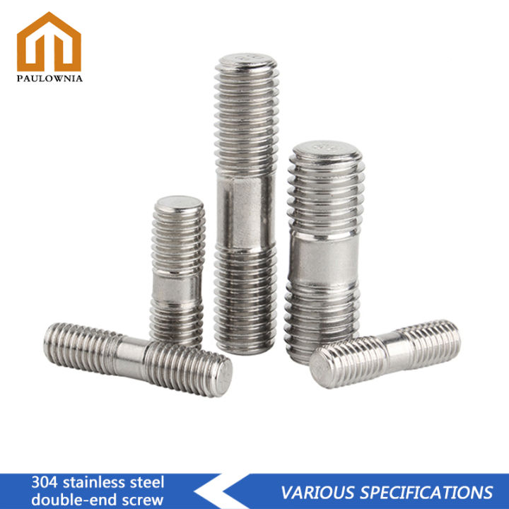 2pcs 304 Stainless Steel Double End Bolts / Threaded Studs - M6 & M8 Sizes