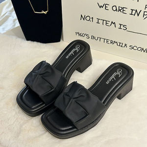 Dép Gót Cao Thời Trang Quai Ngang Bản To Nhún Đế Xuồng Chống Trơn Trượt Tôn Dáng