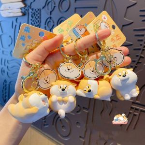 CRNGW สุนัขน่ารักๆ พวงกุญแจสุนัขชิบะอินุ การ์ตูนลายการ์ตูน ตุ๊กตาสำหรับเด็ก แหวนกุญแจรถ สร้างสรรค์และสร้างสรรค์ ละเอียดอ่อนและละเอียดอ่อน จี้ห้อยกระเป๋า นักเรียนก็อก