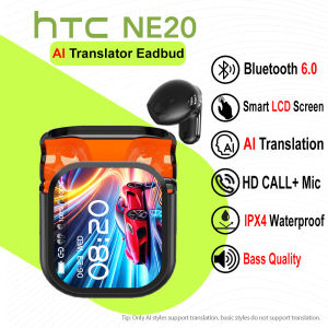 HTC NE20 AI Translator Earbud 134 Languages Translation Smart LCD Screen Bluetooth 6.0 TWS Bass Quality Wireless Bluetooth Earphone With Mic HD Call Sport Headset IPX4 Waterproof