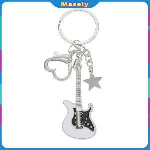 Masely Creative Mini Guitar Keychain Vintage Sweet Cool Guitar Pentagram Star Pendant Keychain Ornament