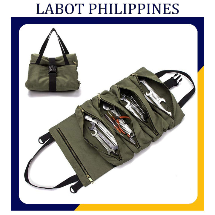 Tool Roll Large Wrenches Roll Portable Roll Tools Bag Canvas Tool Organizer  Bucket Tool Roll Up Pouch Lazada PH