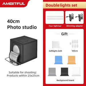 AMBITFUL 40cm 60cm 80cm LED Photo Studio LightBox Adjustable Brightness Luces Led Light Softbox with 5 Color Background Paper