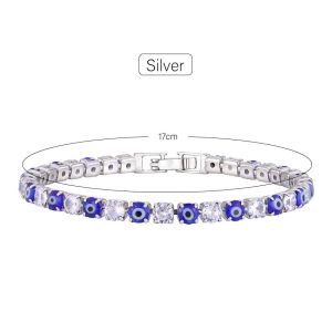 Evil Eye Zircon Geometric Bracelet Rhinestone Lucky Blue Eyes Charm Bracelet Lucky Evil Eye Bracelet for Men and Women Fahion Devils Eye Couple Design with Zircon Jewelry