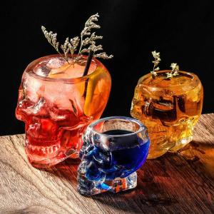 【One Cat Shop】350ml Skeleton Glass Transparent Wine Cup Crystal Skull Head Glass Cup for Whiskey Wine Vodka Bar Club Beer Wine Glass