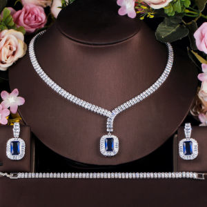 SEQUITO Wedding Party 3Pcs Jewelry Sets Inlay Brilliant Clear Cubic Zirconia Earrings & Necklace & Bracelet Set for Brides SJ179