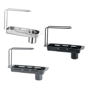 PTPT Telescopic Sink Drain Shelf Practical Stainless Steel Drainer Shelf Storage Shelf Multifunctional Kitchen Sink Organizer Kitchen