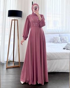 NEW Vika Dress Mutiara Ceruty Full Furing Terbaru 2022 Gamis Kondangan Mewah Modern Promo Cod Ori