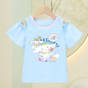 LOBER เสื้อยืดเดกผญ เสื้อยืดแขนสั้นคุโรมิ เสื้อเด็กหญิง เสื้อยืดเด็กผู้หญิง เสื้อผ้าเด็กผู้หญิง เสื้อนักเรียนประถม